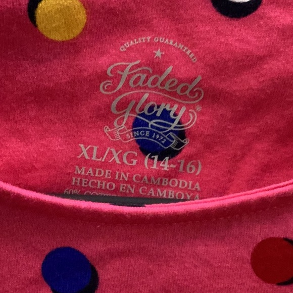 Girls XL Pink Dress with Polka Dots - Picture 2 of 3